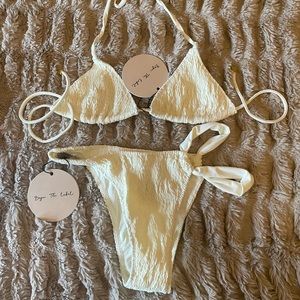 NWT Bayu the Label White Crinkle Bikini Set